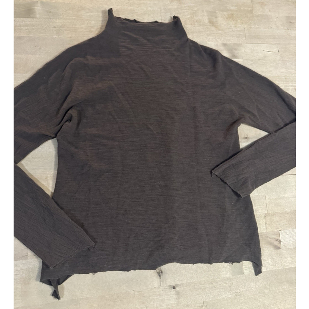 ISSEY MIYAKE Hart Haat Brown Raw Hem High Neck Long Sleeve Top Medium Bergdorf